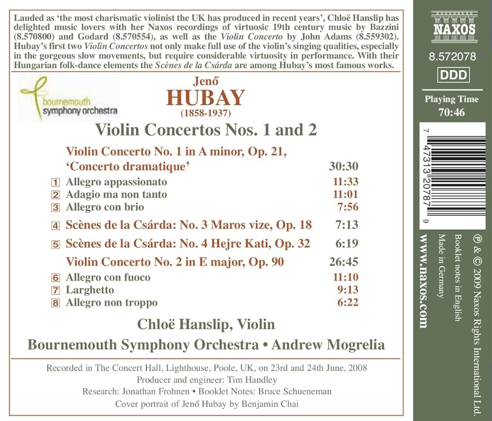 Jenő Hubay, Chloe Hanslip - Violin Concertos Nos. 1 & 2 - Amazon Jenő Hubay, Chloe Hanslip - Violin Concertos Nos. 1 & 2 - Amazon